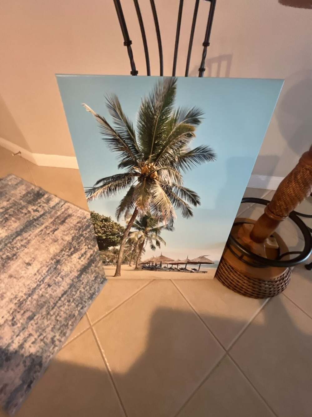 Tropical Palm Tree Beach Seascape Canvas Wall Art Decor